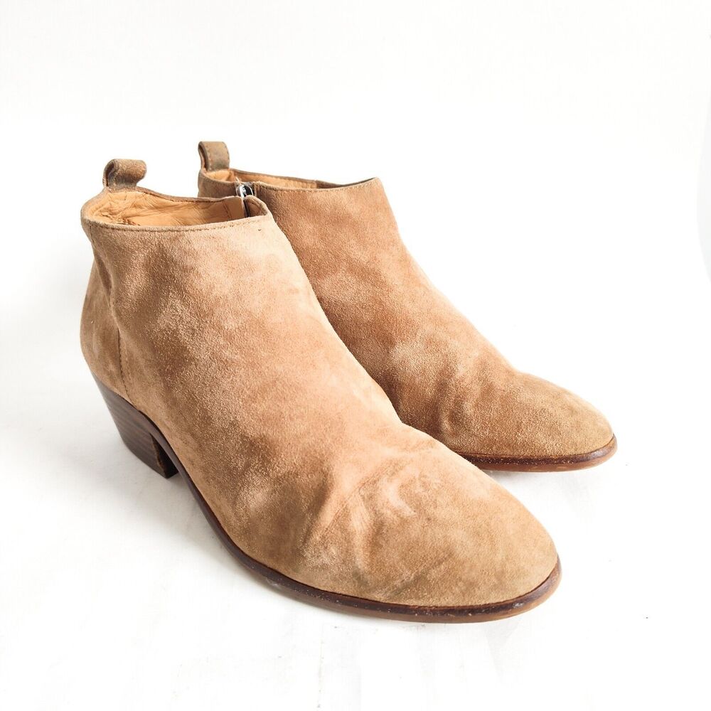 J Crew Camel Tan Suede Leather Zip Ankle Boots Booties Size 8.5 Preppy C9868